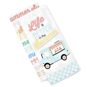 Life is Better in the Summer Kitchen Hand Towel Set 2-Piece Ice Cream Truck NWT